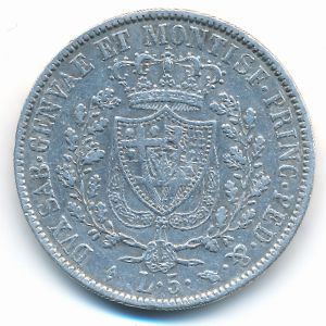 Sardinia, 5 lire, 1830