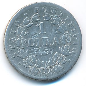 Папская область, 1 лира (1867 г.)