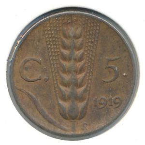 Italy, 5 centesimi, 1919