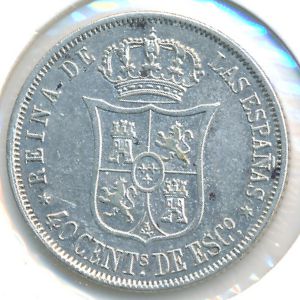 Spain, 40 centimos, 1866