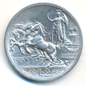 Italy, 2 lire, 1915