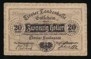 Нотгельды Австрии, 20 геллеров (1920 г.)