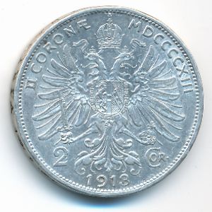 Austria, 2 corona, 1913