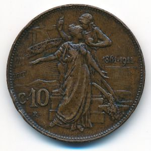Italy, 10 centesimi, 1911