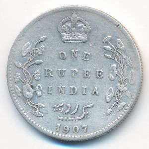 British West Indies, 1 rupee, 1907