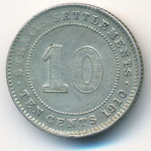 Стрейтс-Сетлментс, 10 центов (1910 г.)