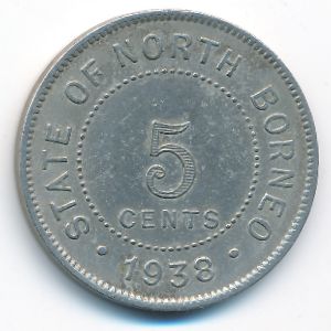 North Borneo, 5 cents, 1938