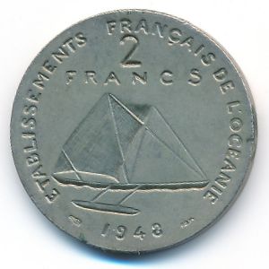 French Oceania, 2 франка, 