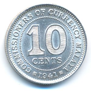 Malaya, 10 cents, 1941