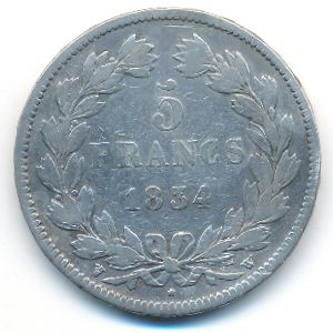 France, 5 francs, 1834
