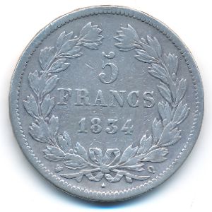 France, 5 франков, 1834