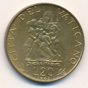 Ватикан, 20 лир (1962 г.)