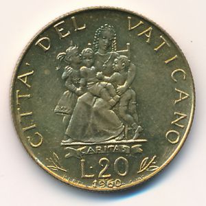 Ватикан, 20 лир (1960 г.)
