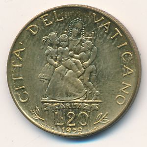 Vatican City, 20 lire, 1959
