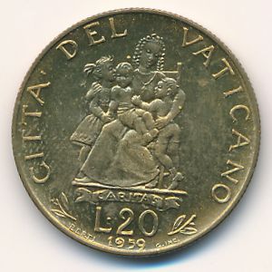 Ватикан, 20 лир (1959 г.)