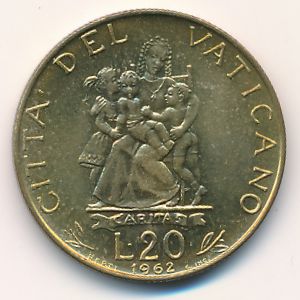 Ватикан, 20 лир (1962 г.)