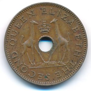 Rhodesia and Nyasaland, 1/2 penny, 1958