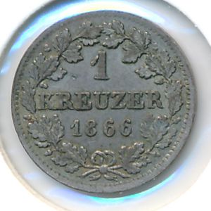 Bavaria, 1 kreuzer, 1866