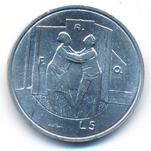 San Marino, 5 lire, 1976