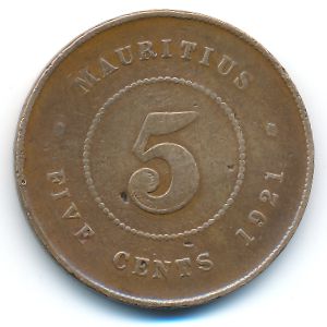 Маврикий, 5 центов (1921 г.)