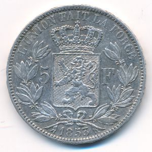 Бельгия, 5 франков (1853 г.)