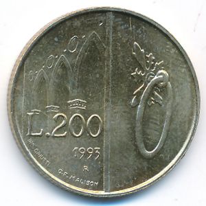 Сан-Марино, 200 лир (1993 г.)