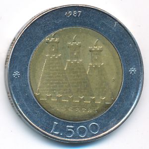 San Marino, 500 lire, 1987