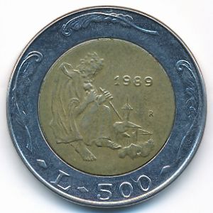San Marino, 500 lire, 1989