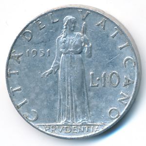 Ватикан, 10 лир (1951 г.)