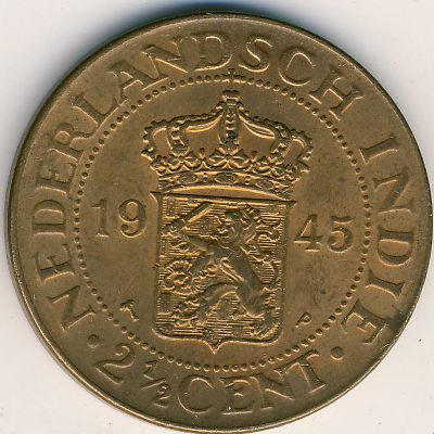 Netherlands East Indies, 2 1/2 cents, 1914–1945