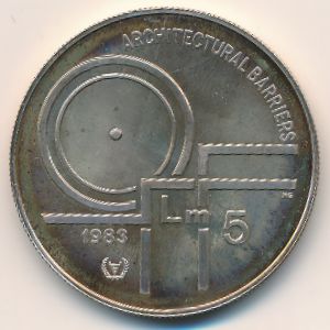 Malta, 5 liri, 1983
