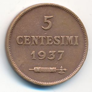 San Marino, 5 centesimi, 1937