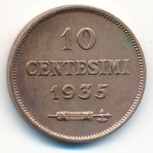 Сан-Марино, 10 чентезимо (1935 г.)