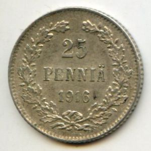 Finland, 25 pennia, 1916