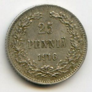 Finland, 25 pennia, 1916