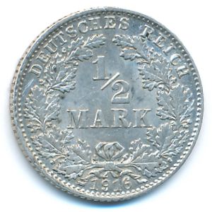 Германия, 1/2 марки (1916 г.)