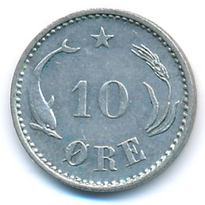 Denmark, 10 ore, 1894