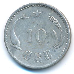Denmark, 10 ore, 1882