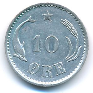 Denmark, 10 ore, 1897