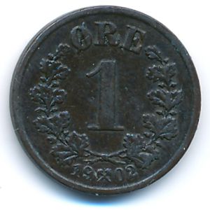 Norway, 1 ore, 1902