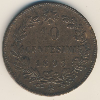 Италия, 10 чентезимо (1893 г.)
