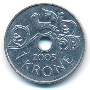 Норвегия, 1 крона (2005 г.)