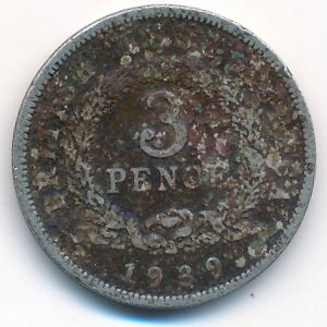 British West Africa, 3 pence, 1939