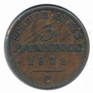 Пруссия, 3 пфеннинга (1871 г.)