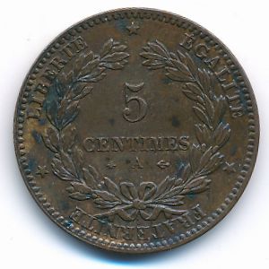 France, 5 centimes, 1876
