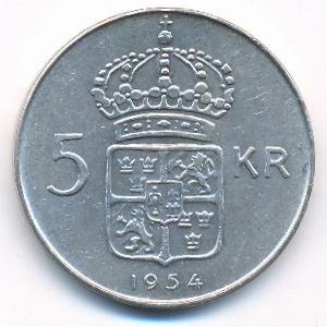 Швеция, 5 крон (1954 г.)