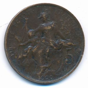 France, 5 centimes, 1900