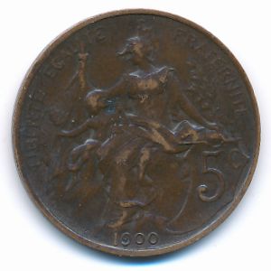 France, 5 centimes, 1900
