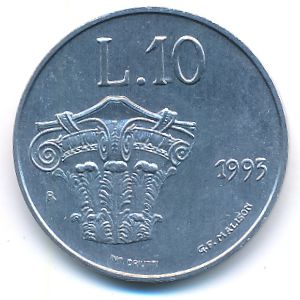 San Marino, 10 lire, 1993