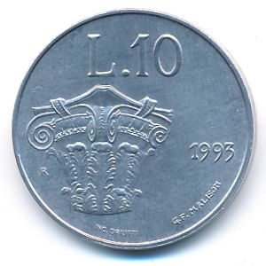 San Marino, 10 lire, 1993